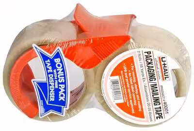 two rolls packing/mailing tape with dispenser