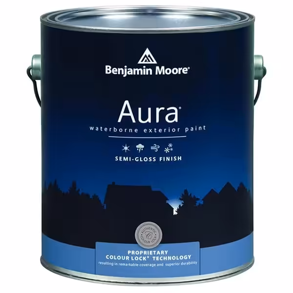 benjamin moore aura exterior semi-gloss sheen paint can