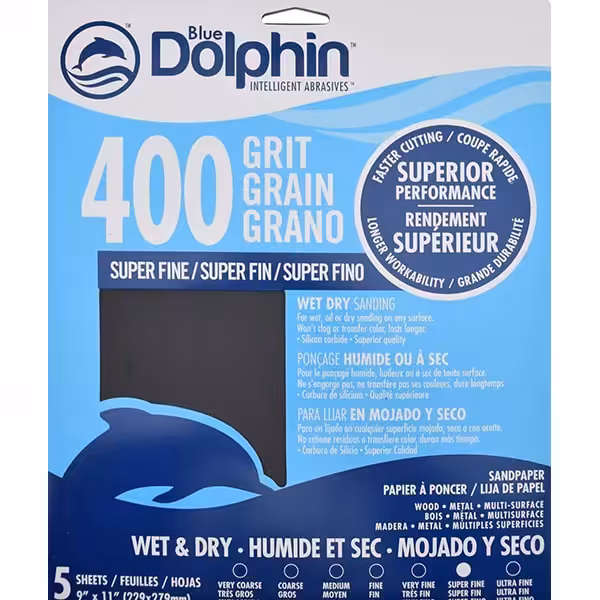 Dolphin Wet/Dry Silicone Sand Paper 420 grit 5 pk