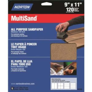 pack of 5 sheets norton 120 grit sandpaper