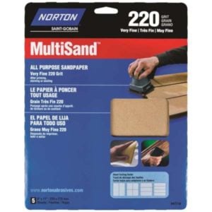 norton 220 grit sandpaper pack of 5 sheets