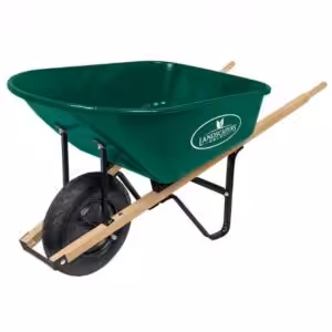 landscapers select green wheelbarrow
