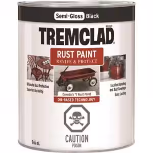tremclad semi-gloss black quart can