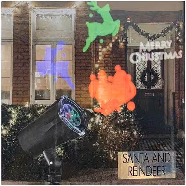 christmas motion projector with santa and reindeer