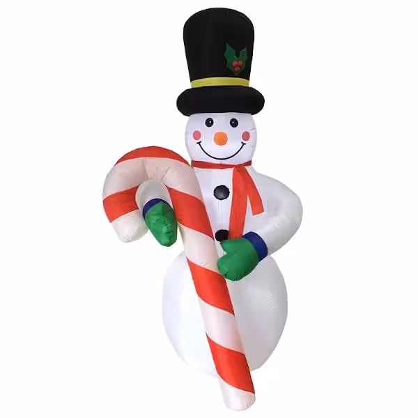 19 foot high inflatable snowman with candy cane