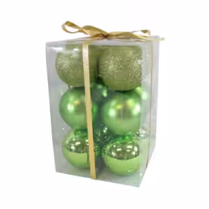 christmas balls 12 pcs chartreuse shiny and matt