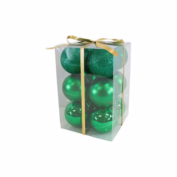 christmas balls 12 pcs green shiny and matt