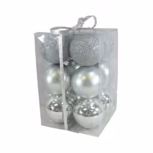 christmas balls 12 pcs silver shiny and matt