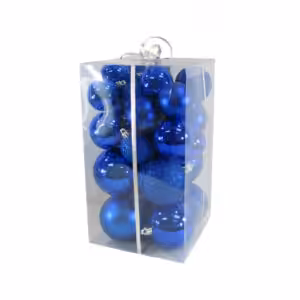 christmas balls 27 pcs 3 sizes blue shiny and matt