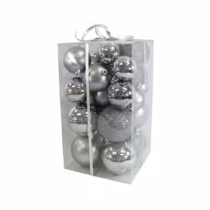 christmas balls 27 pcs 3 sizes pewter shiny and matt