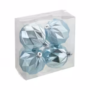 christmas balls 4 pcs ice blue shiny and matt diamond cut