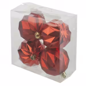christmas balls 4 pcs red shiny and matt diamond cut