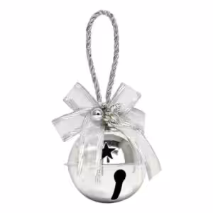 christmas bell shiny silver with silver sheer bow