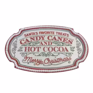 christmas decor wooden wall sign candy canes and hot cocoa