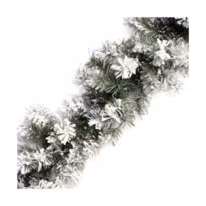 christmas garland pine with heavy snow