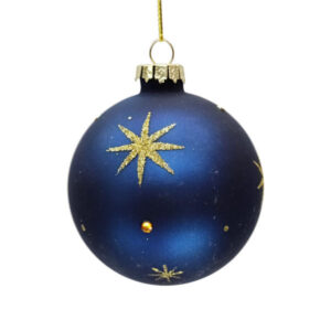 christmas glass ball blue with gold star
