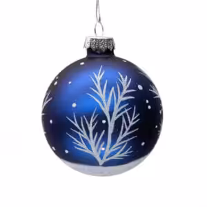 christmas glass ball blue with white tree