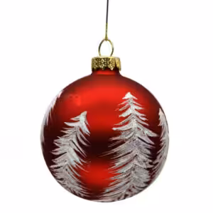 christmas glass ball red with white trees
