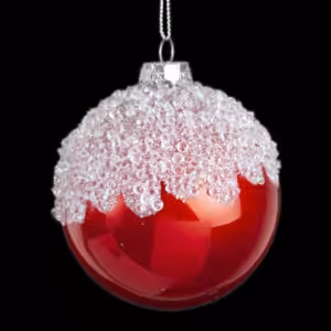 christmas glass ball red with silver glitter