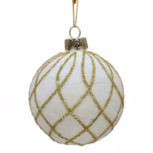 christmas glass ball white gold diamond glitter