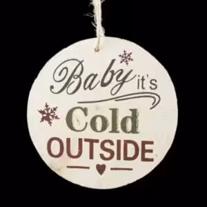 christmas ornament round wooden baby it s cold outside