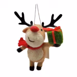 christmas ornament woolen reindeer holding gift