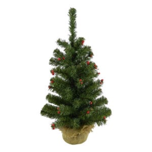 christmas table top pine tree with burlap base