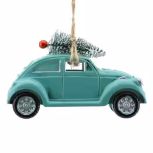 christmas tree ornament blue car with tree