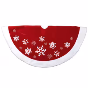 christmas tree skirt red velvet with white snowflakes