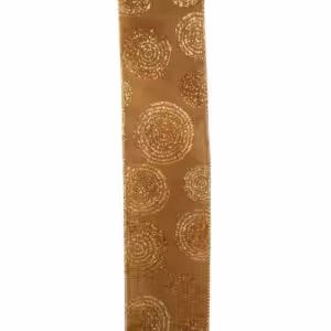 christmas wired ribbon copper with gold swirls