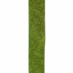 christmas wired ribbon green glitter