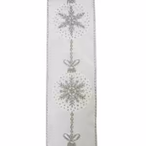 christmas wired ribbon light blue with silver snowflakes