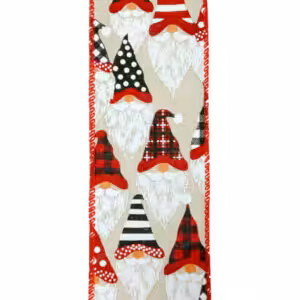 christmas wired ribbon natural gnome