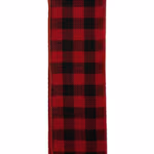 christmas wired ribbon red black check