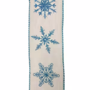 christmas wired ribbon blue snowflakes