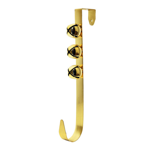 christmas wreath hanger gold with bells