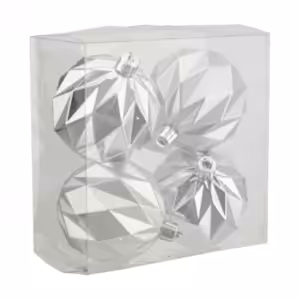 christmas balls set of 4 silver matt colour with shiny diamond cut