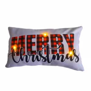 christmas decor white cushion lighted with 3 led timer merry christmas