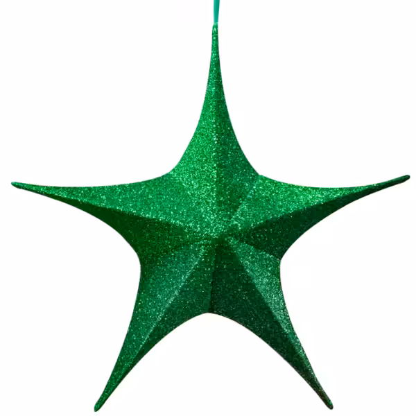 christmas decor folding shimmer star 32 inch green colour