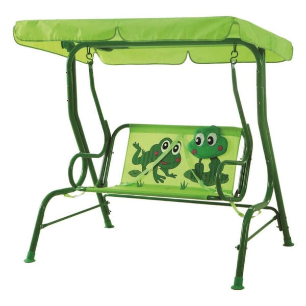 children's swing with a frog on the seat