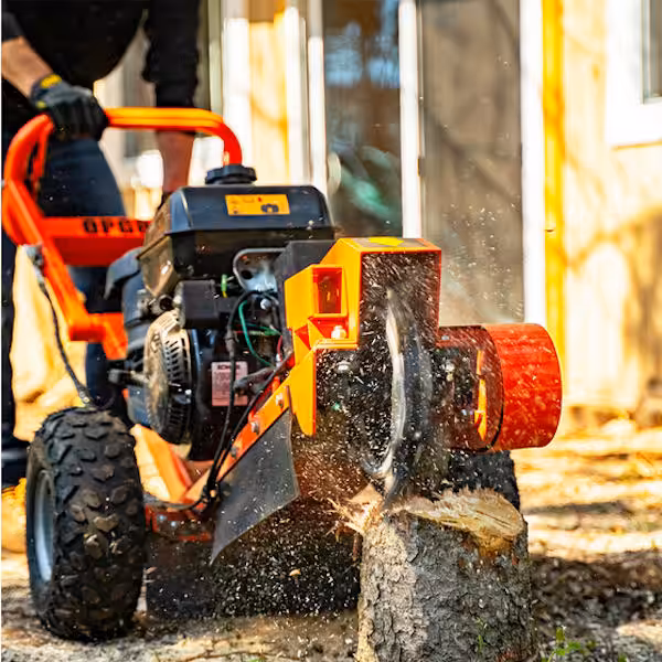 dk2 model opg888e stump grinder grinding through tree strump
