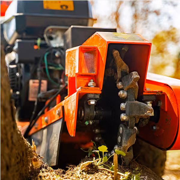 close up view of the cutting blades on the dk2 opg888e model stump grinder