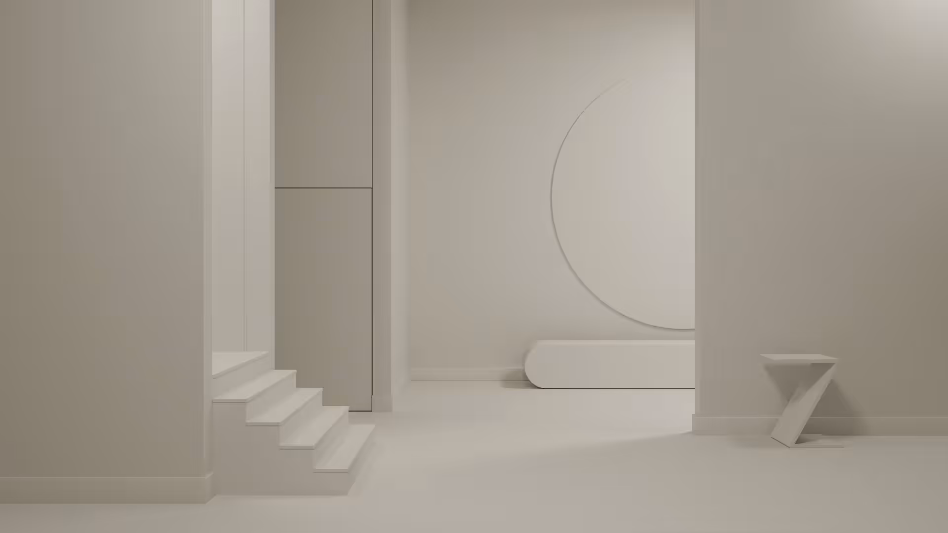 living area painted with benjamin moore 'calm' colour as seen under night light