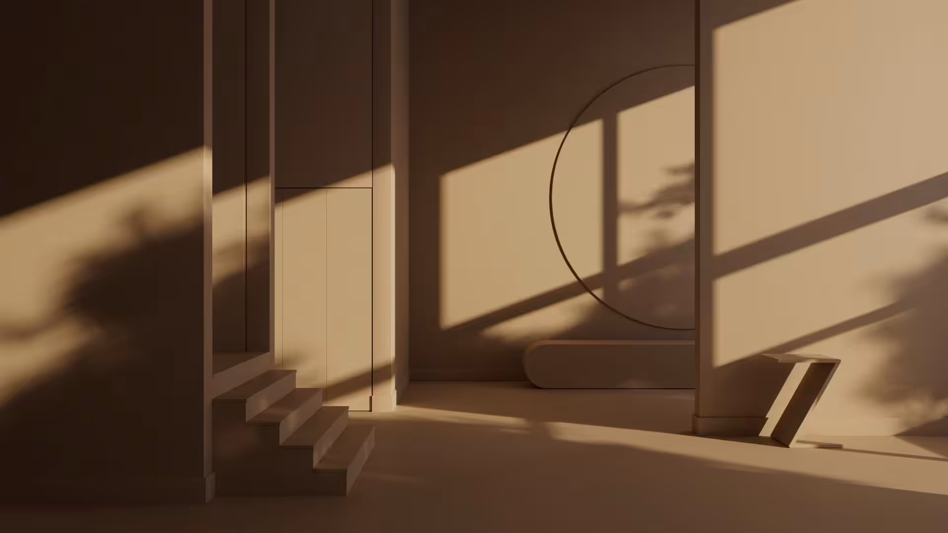 living space painted with benjamin moore 'chowning's tan' colour and as see in afternoon light
