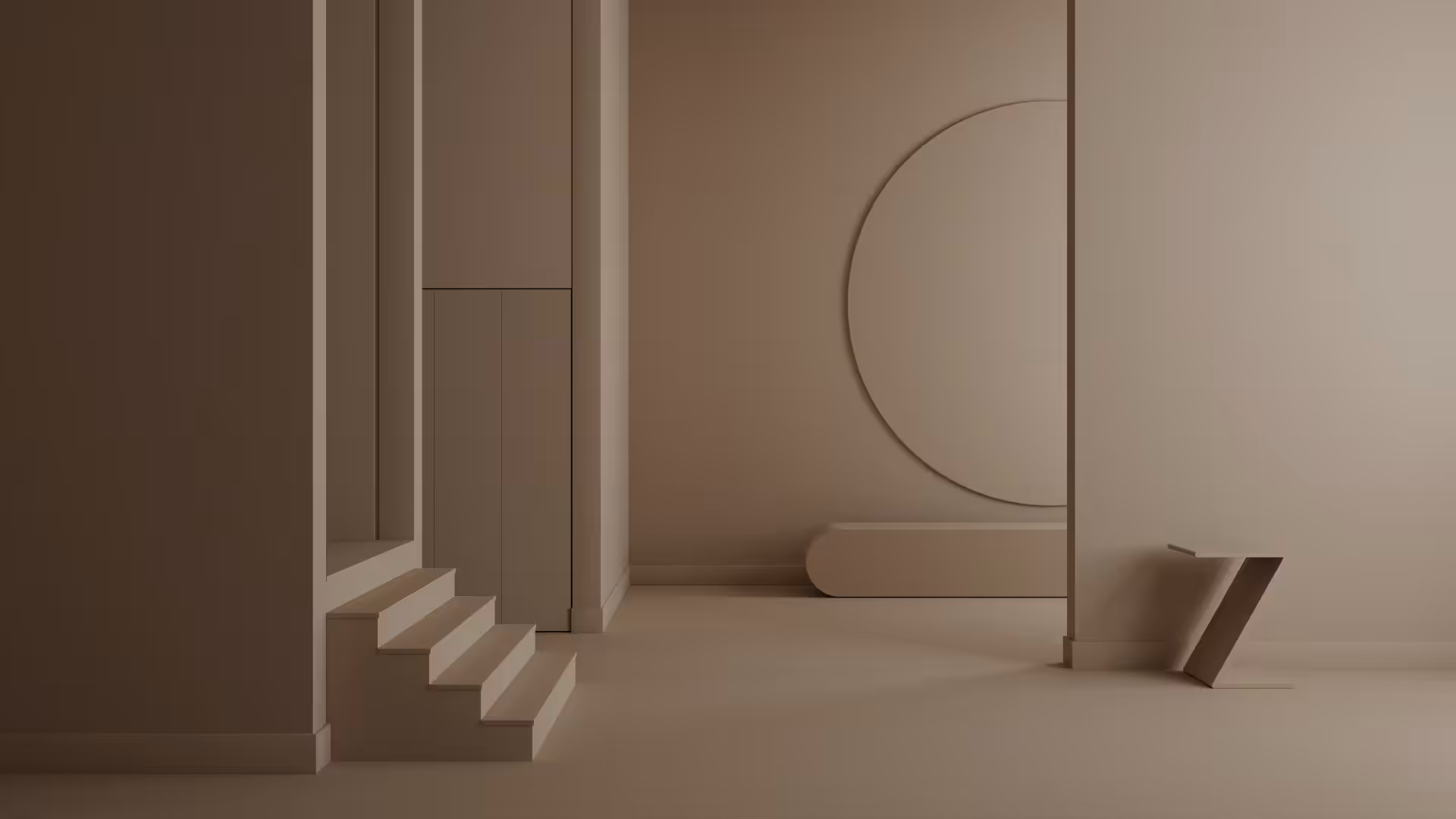 living space painted in benjamin moore 'chowning's tan' colour and as seen in ambient light.