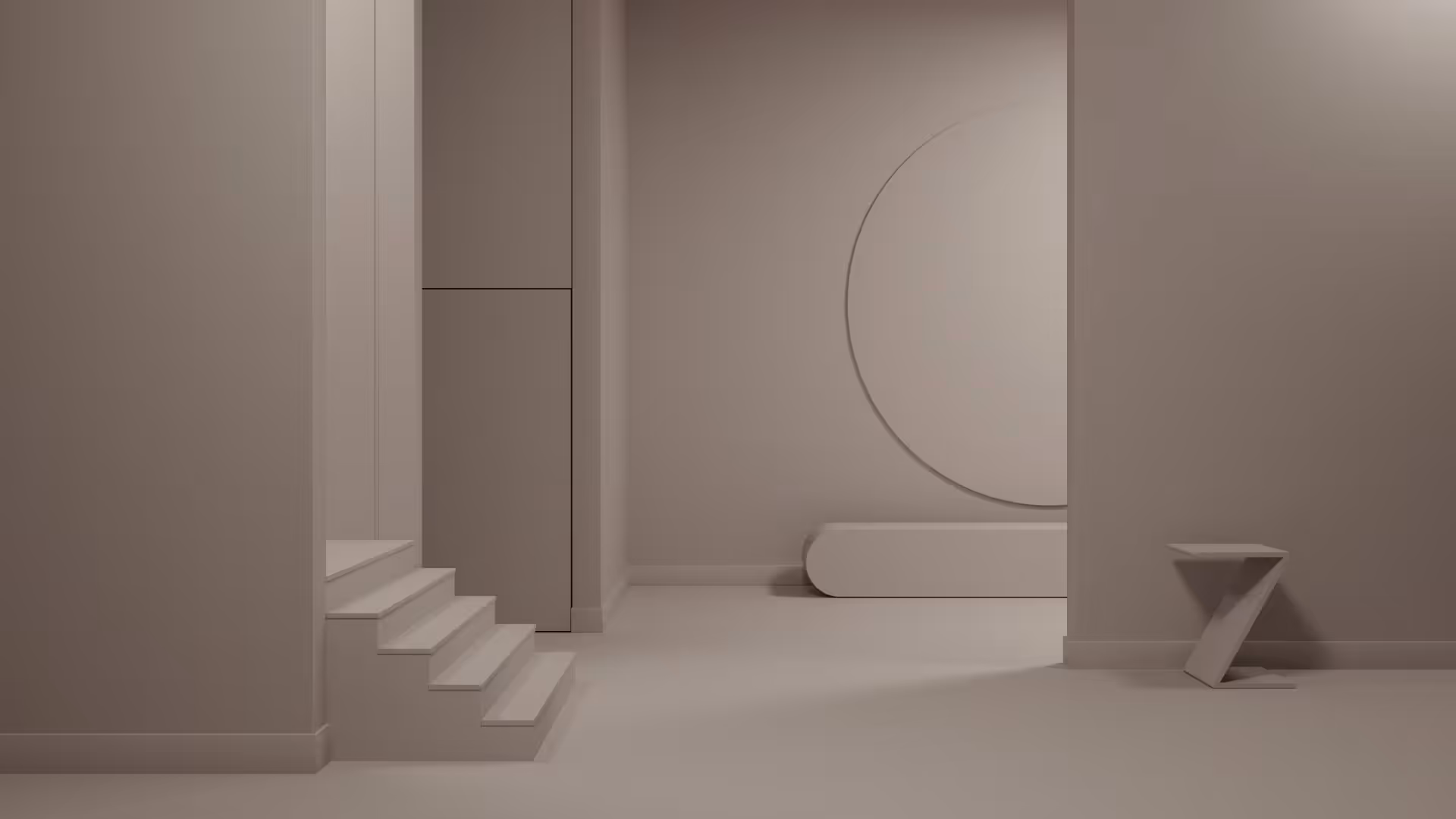 living space painted with benjamin moore colour 'mauve desert' and as seen under night lighting