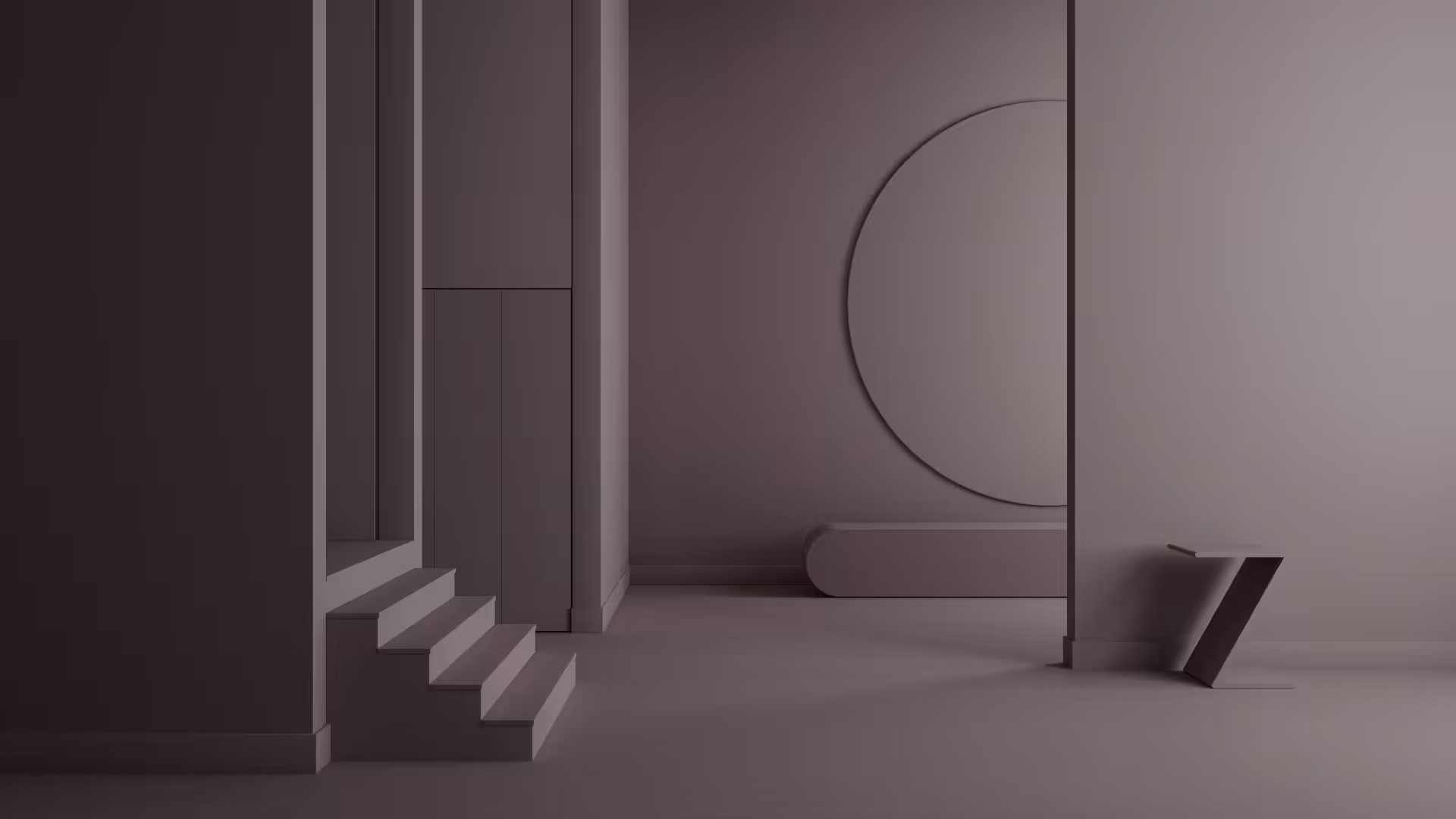 living space painted in benjamin moore colour 'mink violet' and as seen in ambient light