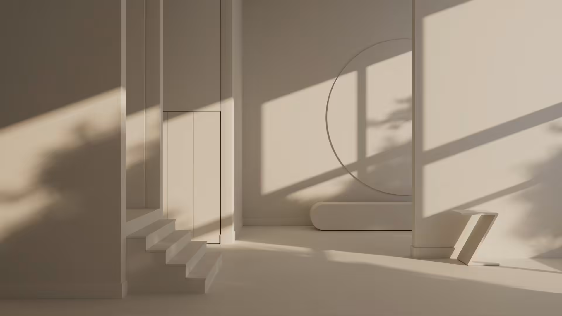 living space painted with benjamin moore 'glacier white' colour and as seen in afternoon light